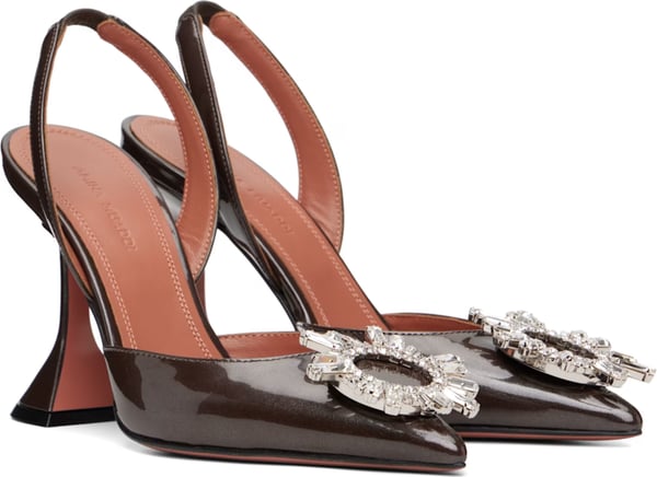 Amina Muaddi Taupe Begum 95 Sling Heels