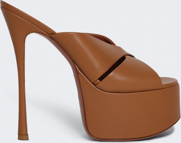 Amina Muaddi SALMA PLATEAU SLIPPER SANDAL LATTE LEATHER