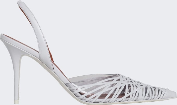 Amina Muaddi LORI SLINGBACK PUMP WHITE NAPPA LEATHER