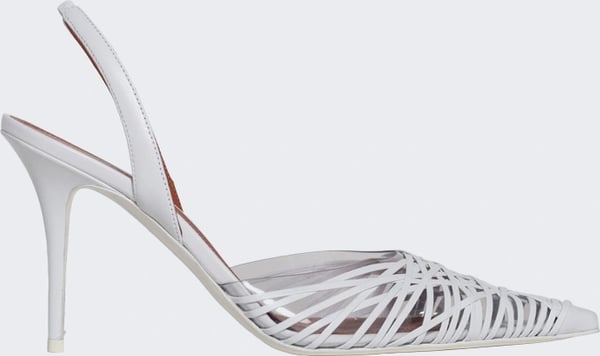 Amina Muaddi LORI SLINGBACK PUMP WHITE NAPPA LEATHER