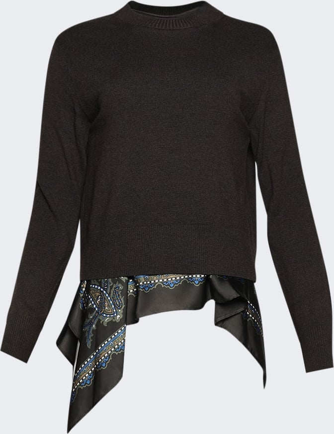 Sacai PAISLEY PRINT X WOOL KNIT PULLOVER BROWN AND KHAKI