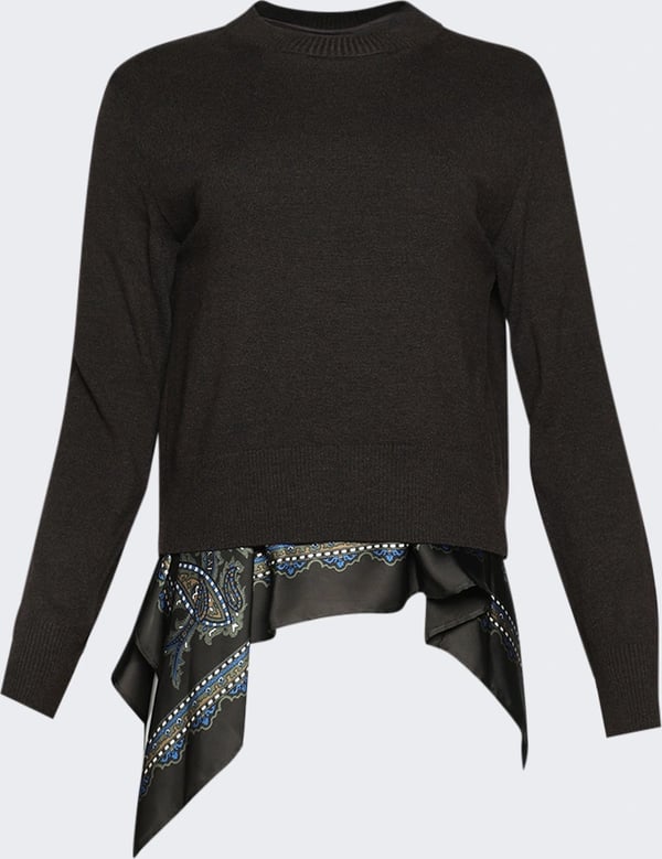 Sacai PAISLEY PRINT X WOOL KNIT PULLOVER BROWN AND KHAKI