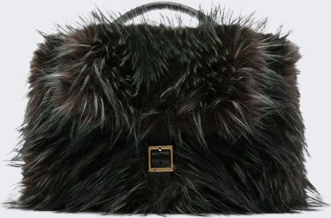 Sacai Faux Fur Muff Bag Green and Brown