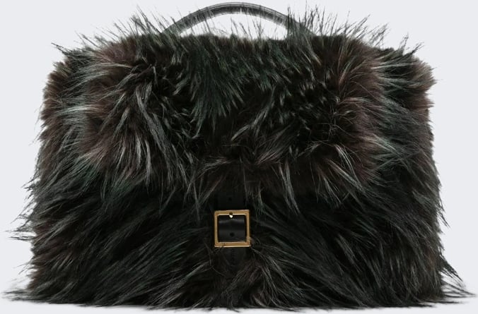 Sacai Faux Fur Muff Bag Green and Brown