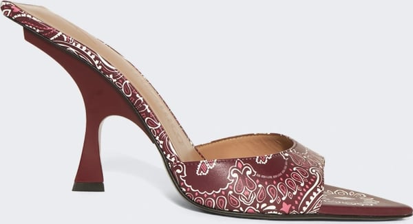 The Attico Ester Bandana Print Leather Mules Cherry Red