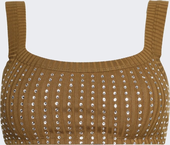 The Attico CRYSTAL EMBELLISHED BRA MILITARY GREEN