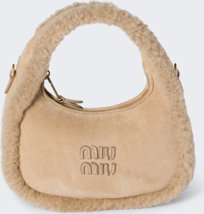 Miu Miu Wander shearling bag Sand Beige