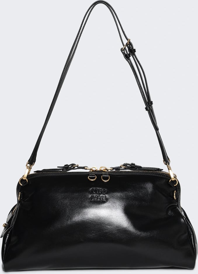 Miu Miu Glossy Soft Pouch Bag Black