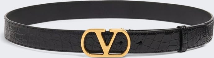 Valentino VLOGO SIGNATURE CROCODILE BELT BLACK