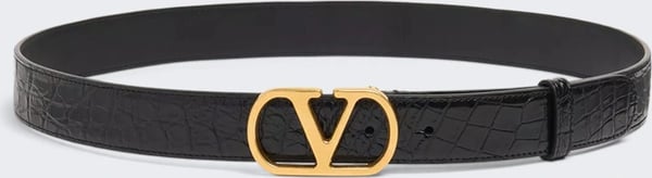 Valentino VLOGO SIGNATURE CROCODILE BELT BLACK