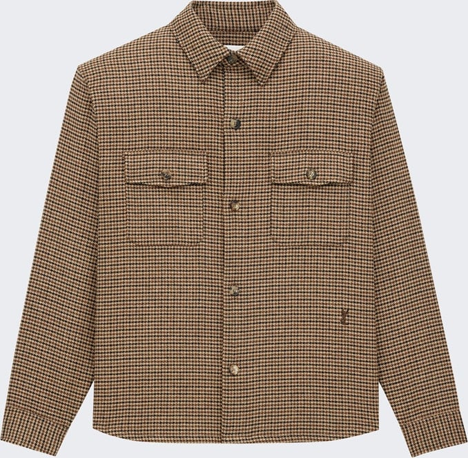Saint Laurent FLAP POCKET OVERSHIRT BEIGE AND MARRON NOIR
