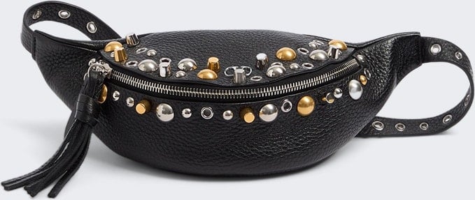 Valentino Nellcôte Belt Bag In Grainy Calfskin Black