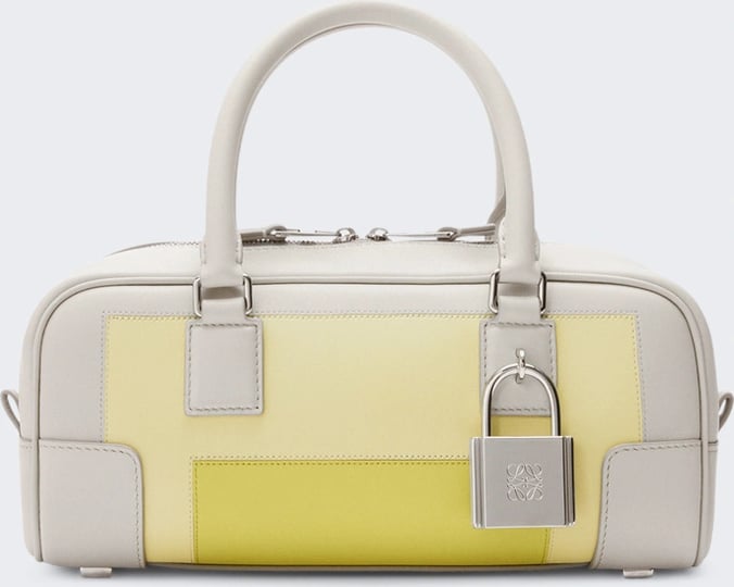 Loewe AMAZONA 23 CROPPED SQUARE BAG PALE GREY AND LIGHT CITRINE