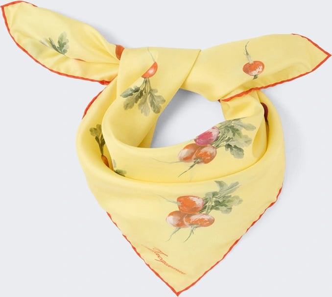 Jacquemus RADISH PRINT SILK SCARF YELLOW