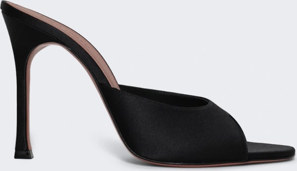 Amina Muaddi ALEXA SLIPPER BLACK SATIN