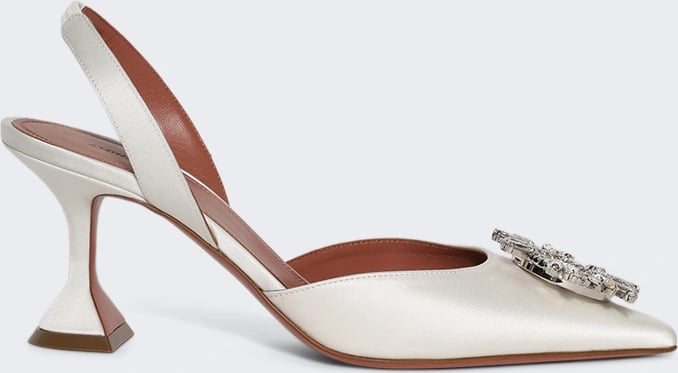 Amina Muaddi BEGUM SLING PUMP IVORY SATIN