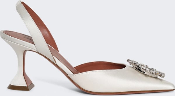 Amina Muaddi BEGUM SLING PUMP IVORY SATIN