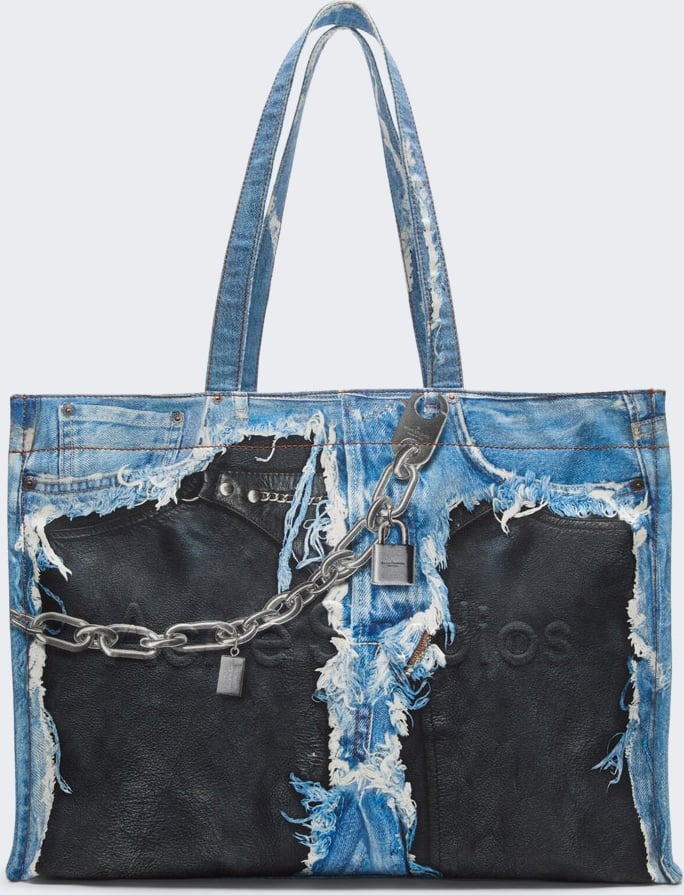 Acne Studios Denim print tote bag Mid Blue
