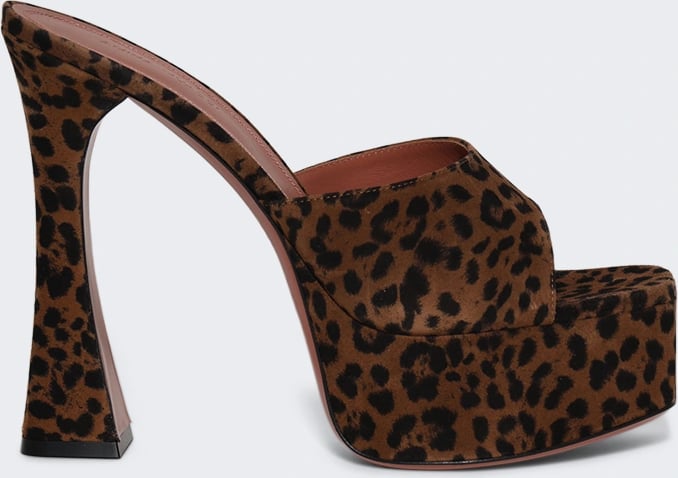 Amina Muaddi DALIDA PLATEAU SLIPPER LEOPARD PRINTED SUEDE