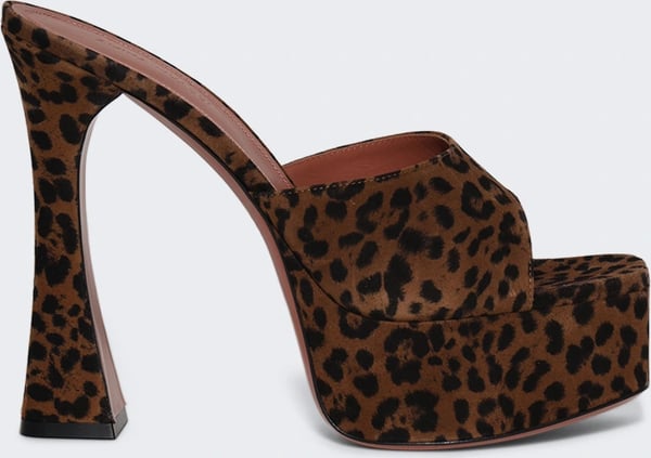 Amina Muaddi DALIDA PLATEAU SLIPPER LEOPARD PRINTED SUEDE