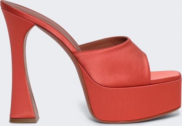 Amina Muaddi DALIDA PLATEAU SLIPPER BLUSH SATIN