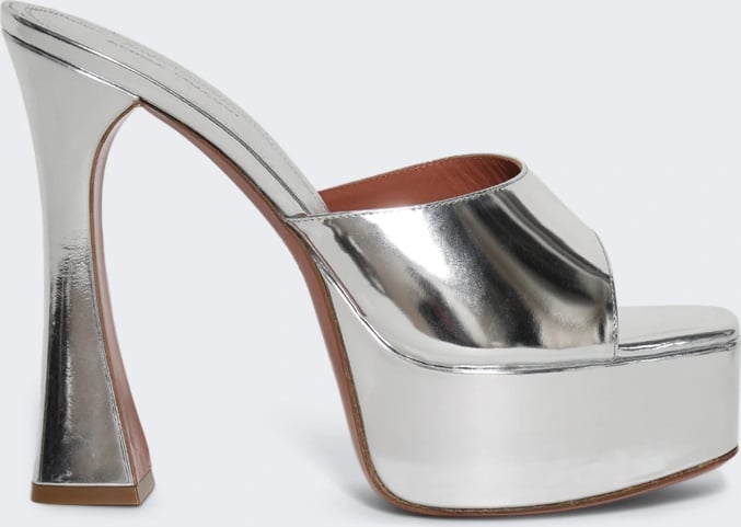 Amina Muaddi DALIDA PLATEAU SLIPPER SILVER
