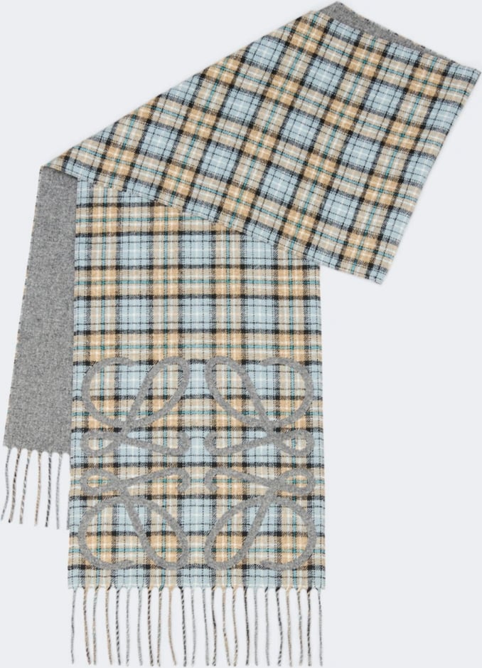 Loewe Silk and Cashmere Anagram Scarf Light Grey