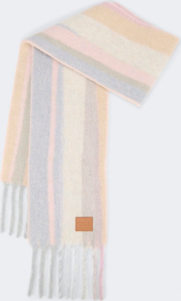 Loewe Alpaca and Wool Blend Scarf LIGHT BLUE, PINK, SANDSTONE