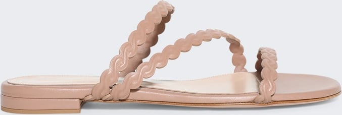 Gianvito Rossi Flat Leather Sandals Praline