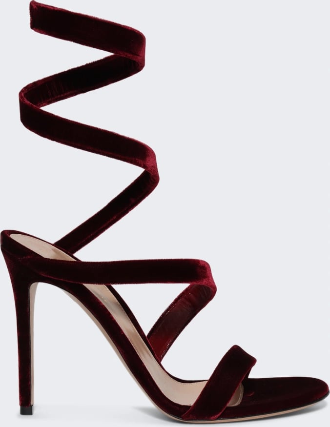 Gianvito Rossi OPERA VELVET SANDALS SYRAH RED