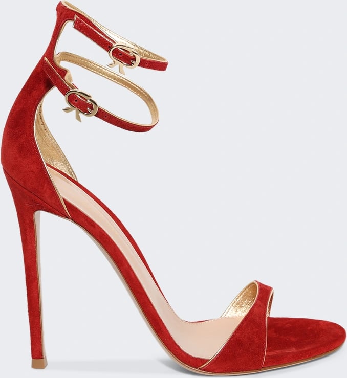 Gianvito Rossi VICTORINE HIGH HEEL SANDALS RED AND GOLD
