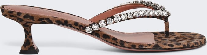 Amina Muaddi GIGI THONG LEOPARD PRINTED SUEDE