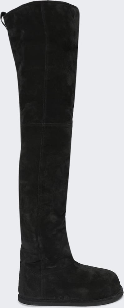 Amina Muaddi HEIDI THIGH HIGH BOOT CROSTA BLACK AND IVORY SHEARLING