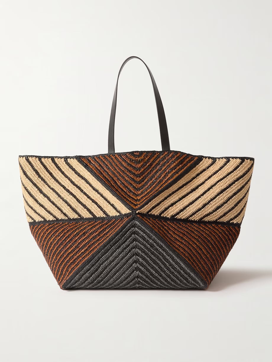 Loewe Paula's Ibiza Puzzle Fold XL leather-trimmed raffia tote bag