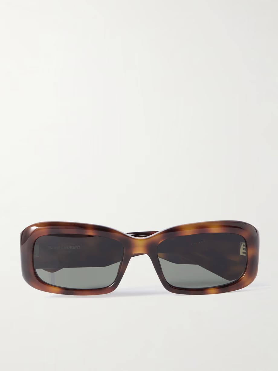 Saint Laurent Rectangle-frame tortoiseshell acetate sunglasses