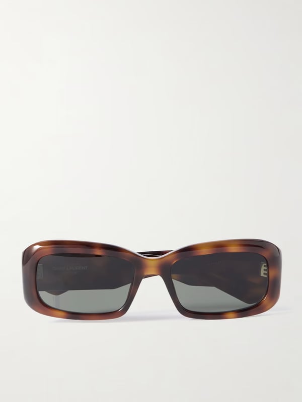 Saint Laurent Rectangle-frame tortoiseshell acetate sunglasses